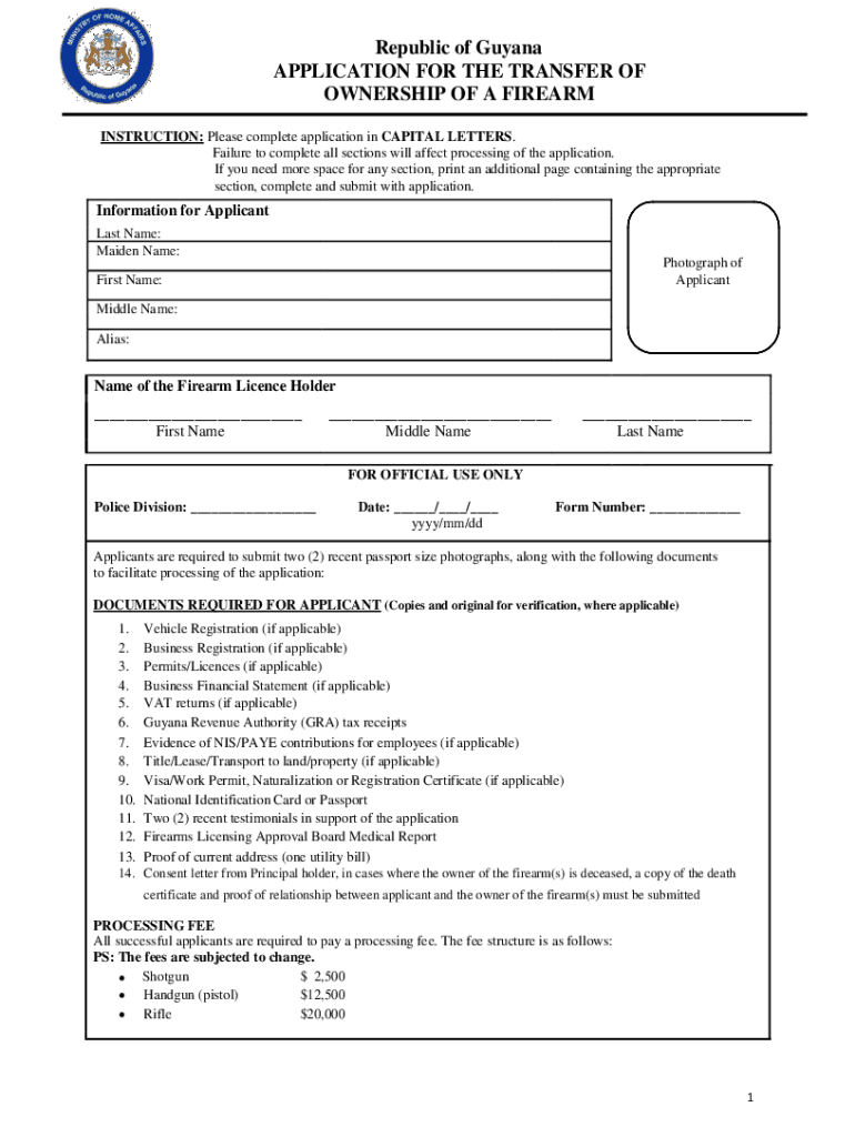 Firearm Application Form Fill And Sign Printable Template Online