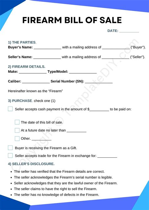 Firearm Bill Of Sale Templates Free Word Pdf Odt