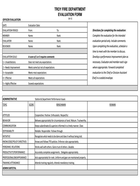 Firefighter Evaluation Form Fill Online Printable Fillable Blank