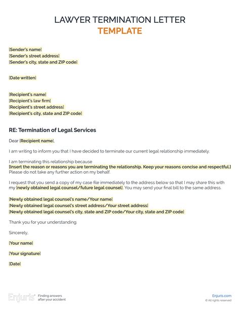 Firing Lawyer Letter Template