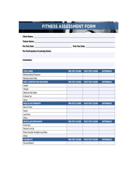 Fitness Assessment Form