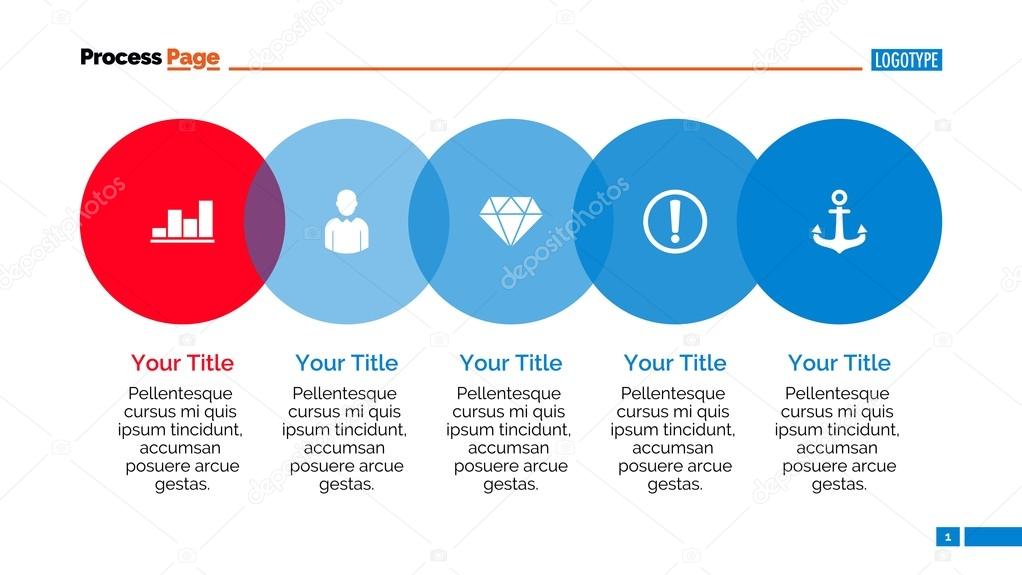 Five Step Process Chart Slide Template Stock Illustration Download