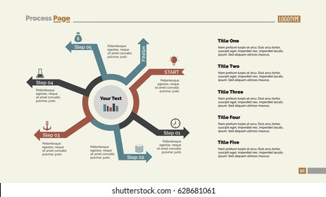 Five Steps Arrows Cycle Slide Template Stock Illustration Download