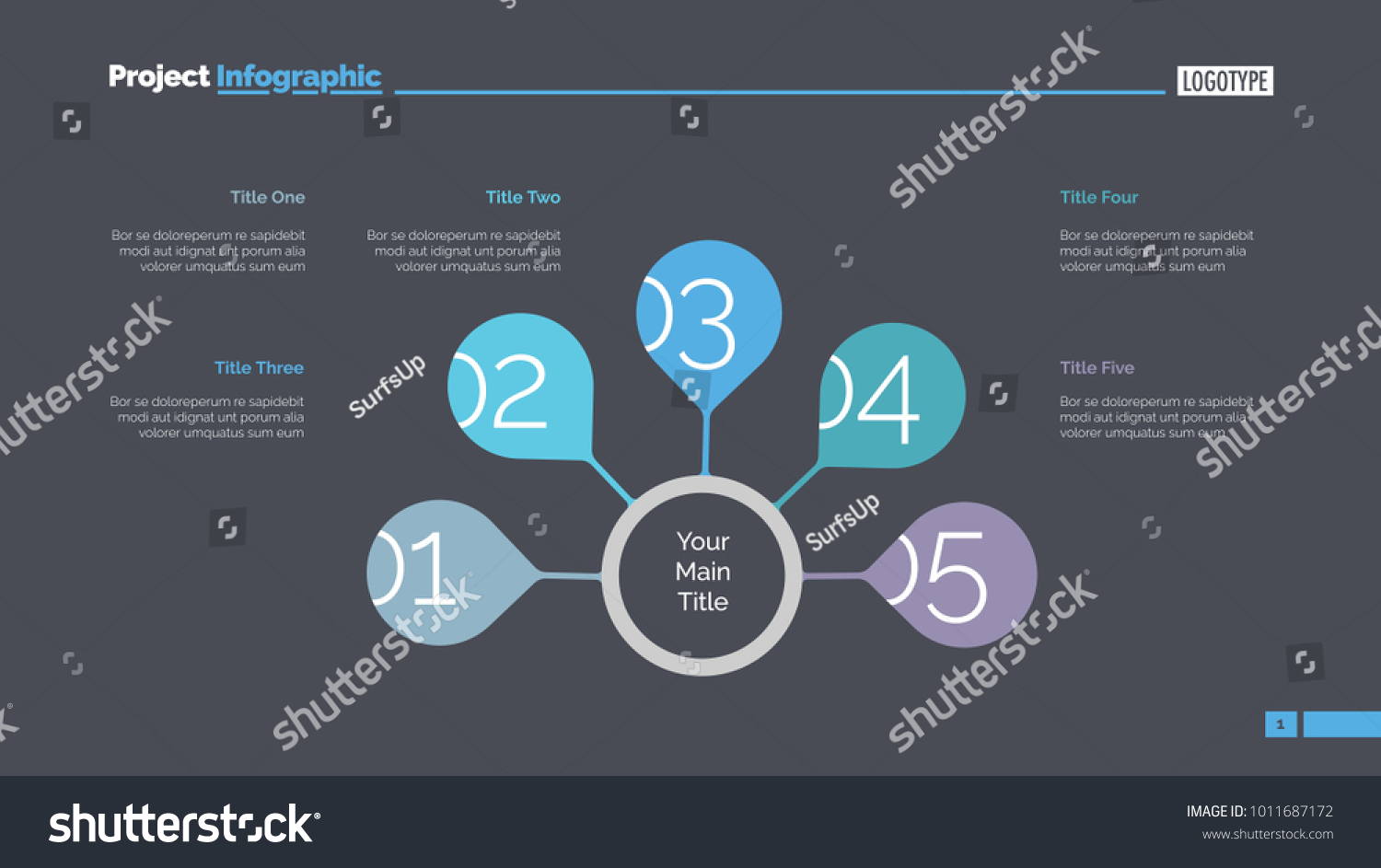 Five Steps Strategy Slide Template Stock Illustration Download Image Now Abstract Analyzing