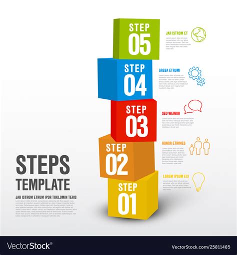 Five Steps Template With Cubes Royalty Free Vector Image