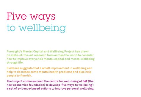 Five Ways To Well Being By New Economics Foundation Issuu