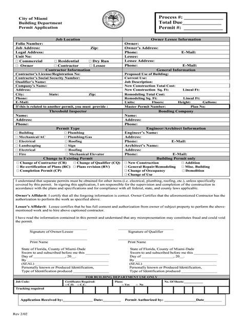 Fl City Of Miami Building Permit Application 2002 2021 Fill And Sign