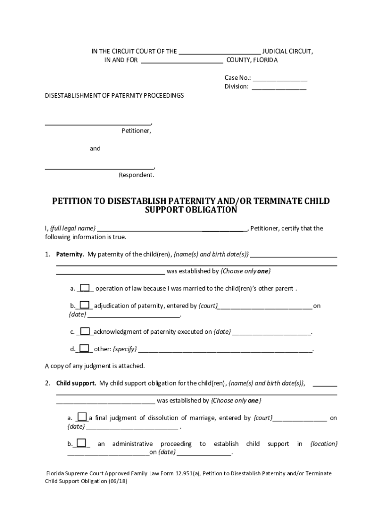 Fl Terminate Child 2018 2024 Form Fill Out And Sign Printable Pdf