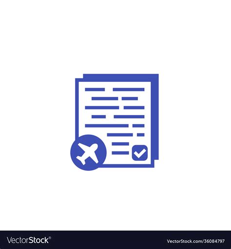 Flight Documents Icon On White Royalty Free Vector Image