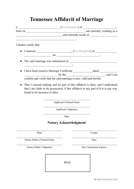 Florida Affidavit Of Marriage Fill Out Sign Online And Download Pdf