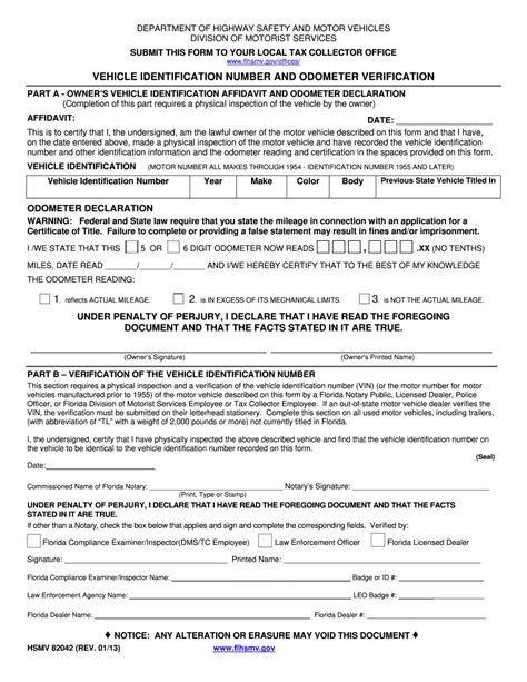 Florida Dmv Form 82042 Printable Blank Pdf Online