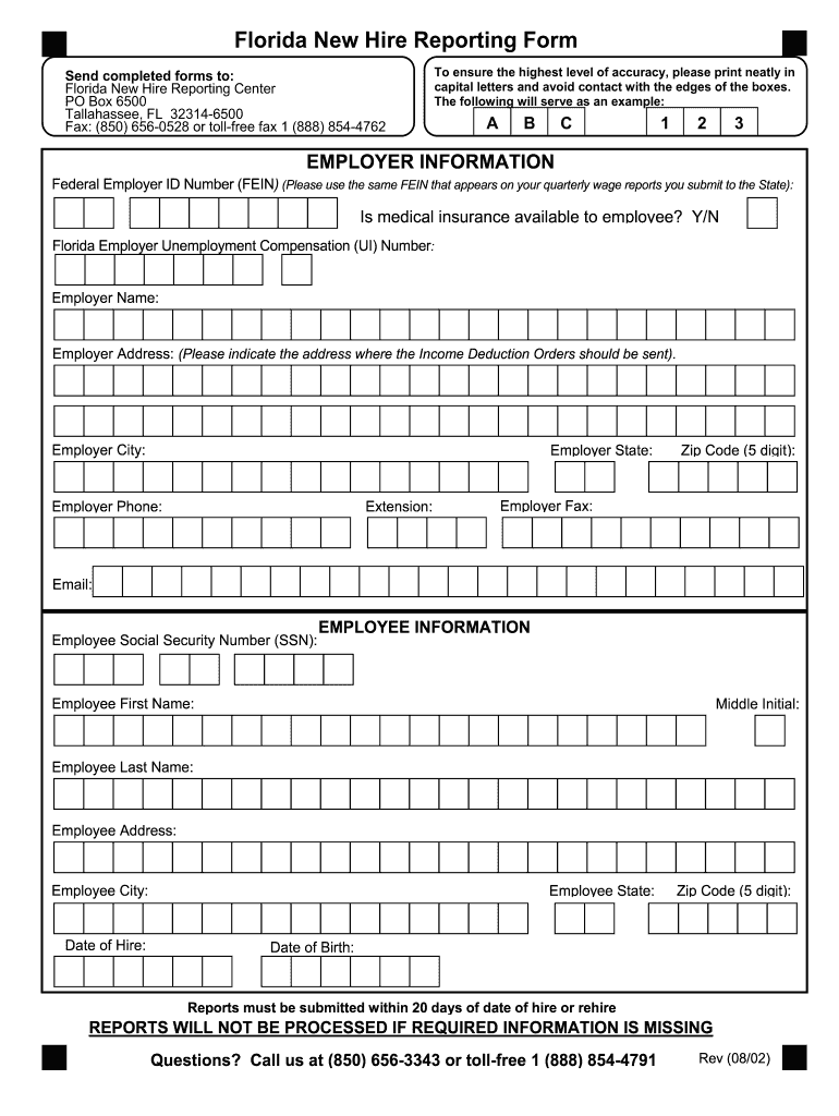 Florida Florida New Hire Reporting Form Fill Out Sign Online And