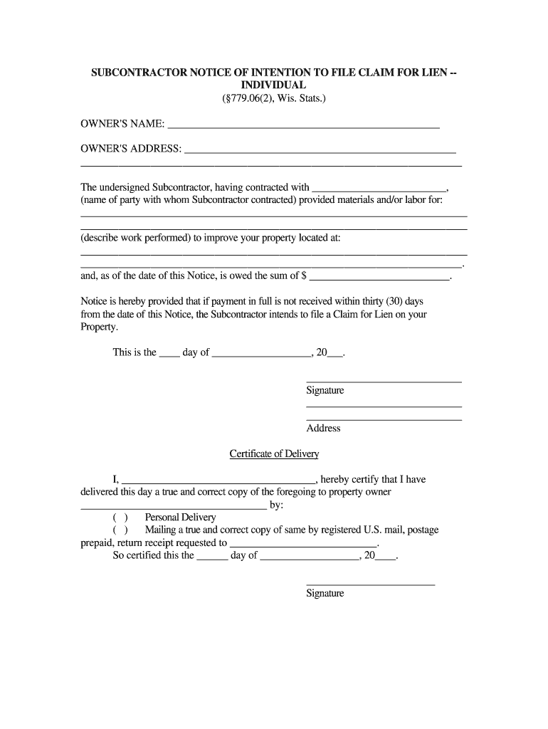 Florida Intent To Lien Form Fill Out Printable Pdf Forms Online