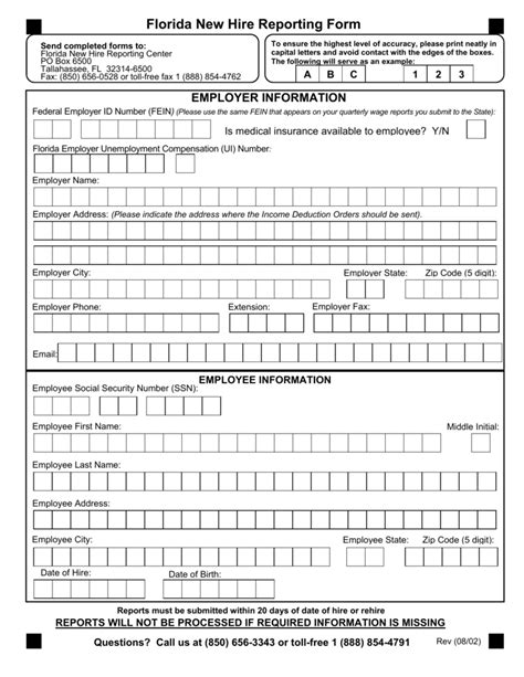 Florida New Hire Form 2023 Printable Forms Free Online