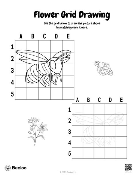 Flower Grid Drawing Beeloo Printable Crafts For Kids Lobvrowog