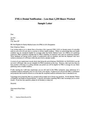 Fmla Denial Letter Fill And Sign Printable Template Online