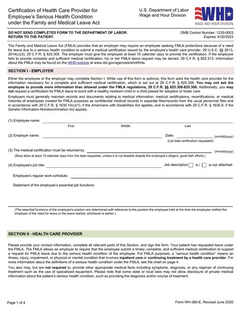 Fmla Paperwork Pdf Certification Of Health Care Provider For Employee