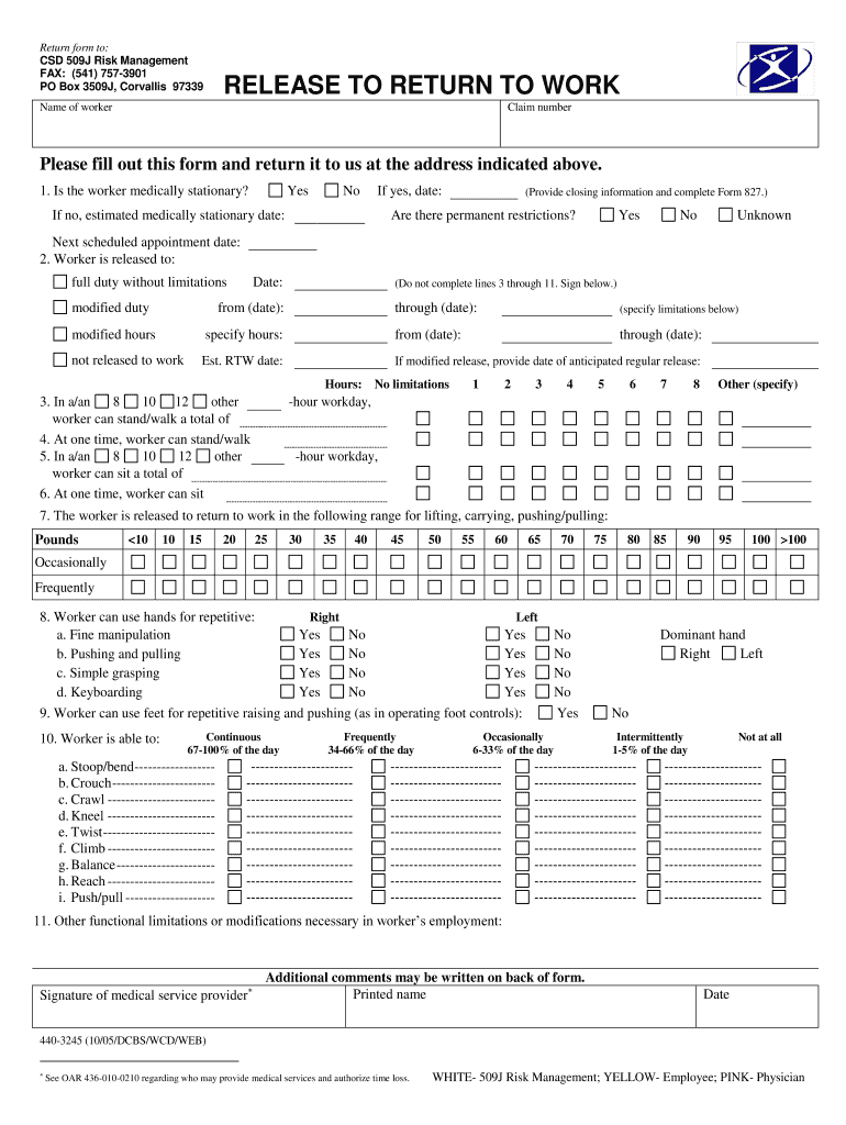 Fmla Release Return Work Form Fill Out Sign Online Dochub