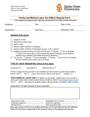 Fmla Request Form 2020 2024 2020 2024 Fill And Sign Printable