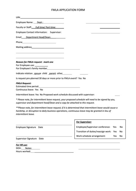 Fmla Request Form Generic Fillable Pdf Printable Forms Free Online