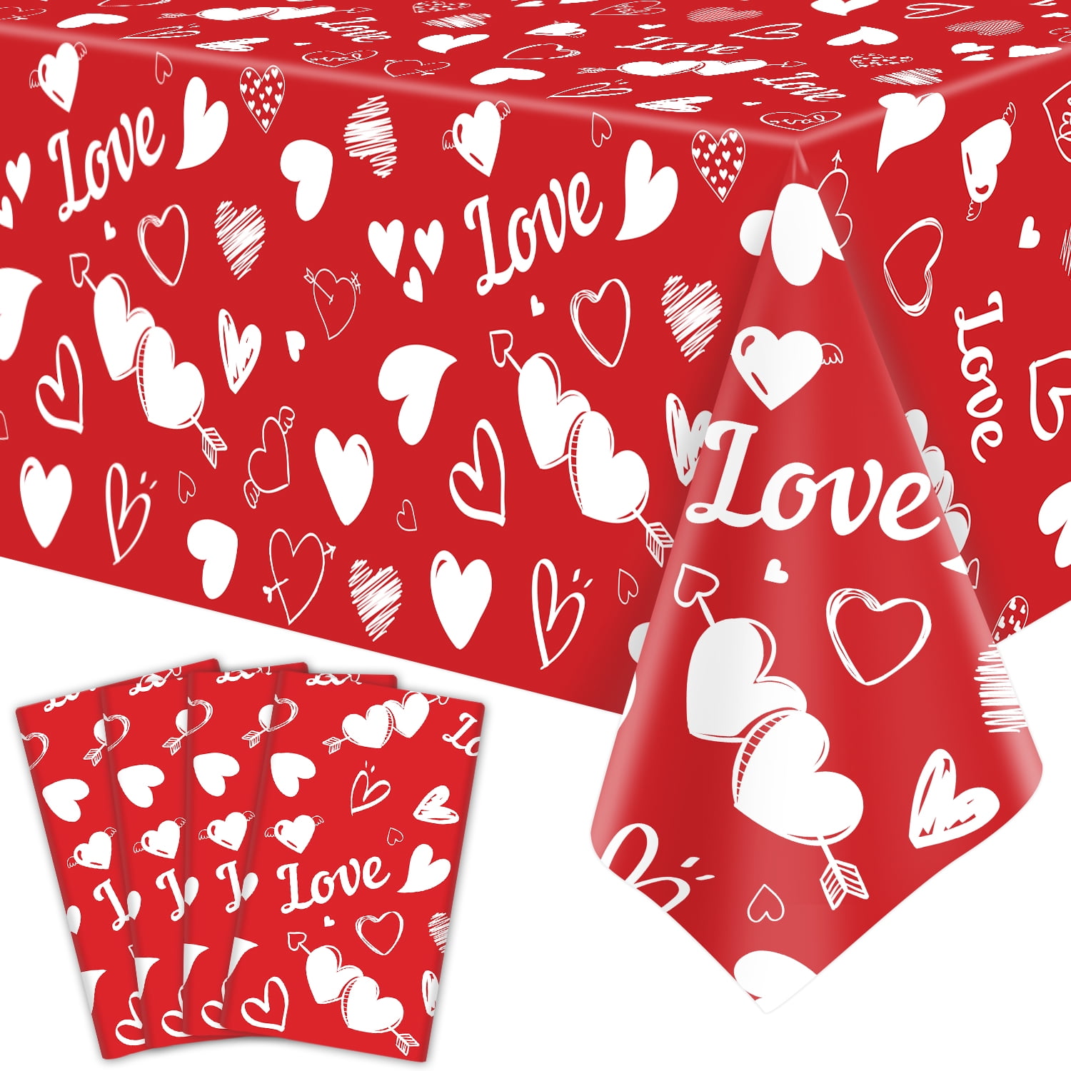 Fnochy Valentines Day Party Supplies Set Love Tablecloth Heart Shaped