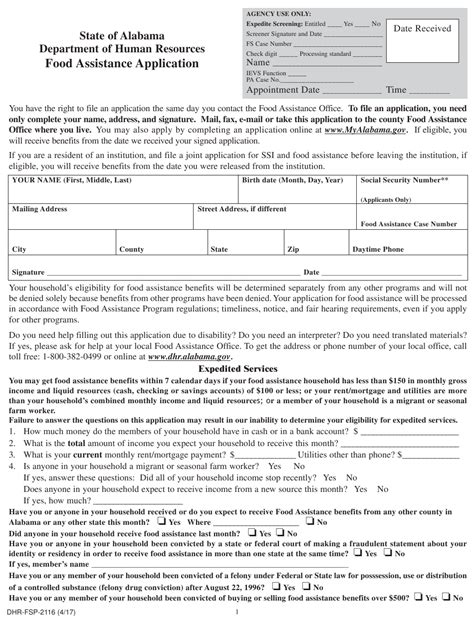 Food Stamp Application Alabama Fill Out Printable Pdf Forms Online