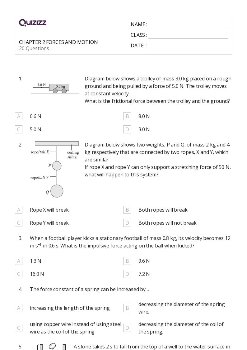 Forces And Motion Worksheets