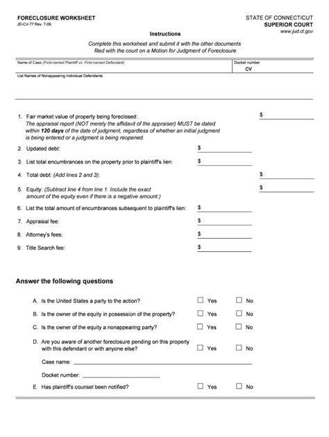 Foreclosure Worksheet 2009 2024 Form Fill Out And Sign Printable Pdf