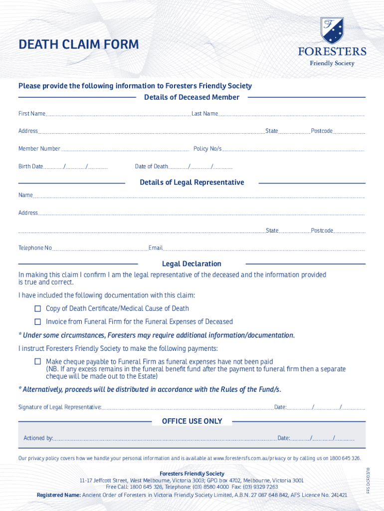 Foresters Life Insurance Claim Forms Fill Out Sign Online Dochub