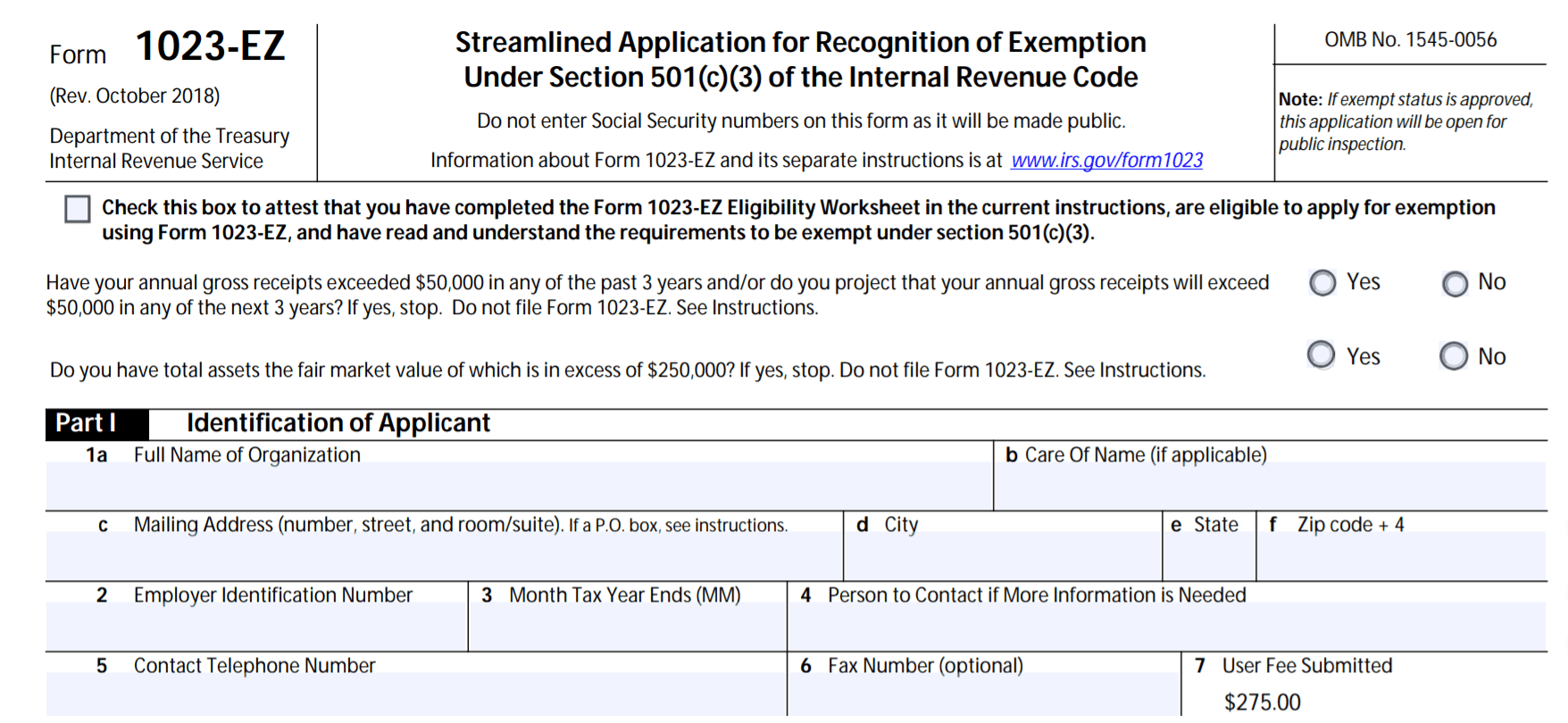 Form 1023 Ez Fillable Printable Forms Free Online