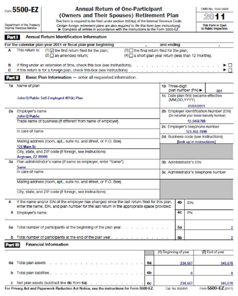 Form 5500 Ez Updated Instructions With Screenshots For Solo 401 K