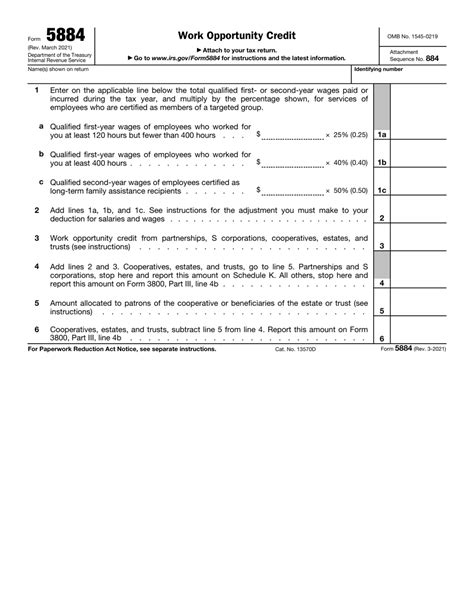 Form 5884 Work Opportunity Credit Pdf