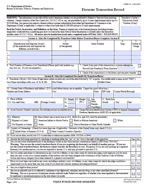 Form Atf F 4473 Firearms Transaction Report Printable Pdf Download