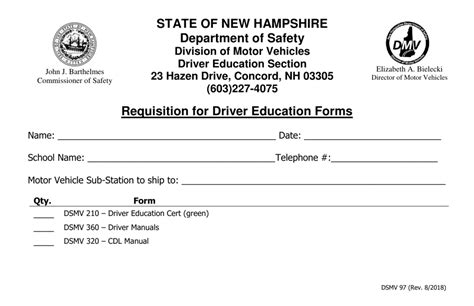 Form Dsmv97 Download Fillable Pdf Or Fill Online Requisition For Driver