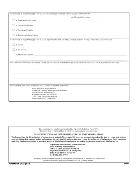 Form Fda 3427 Supplemental Data Sheet Free Download