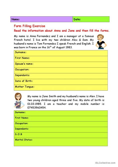 Form Filling Exercise Beginners English Esl Worksheets Pdf Amp Doc