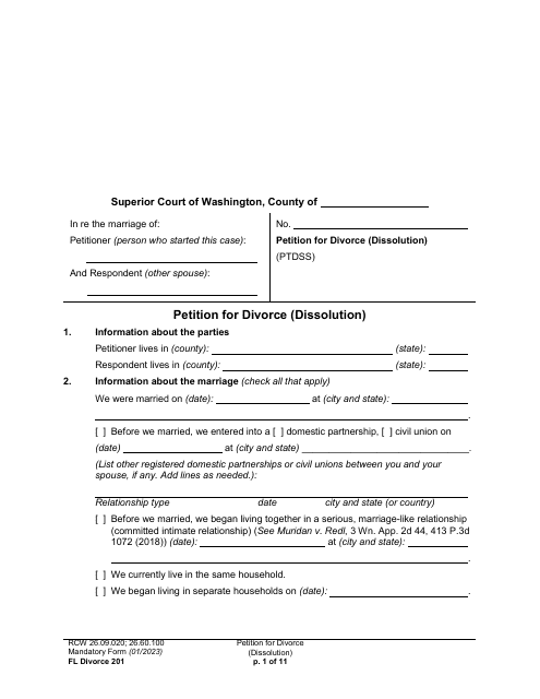 Form Fl Divorce201 Fill Out Sign Online And Download Printable Pdf Washington Templateroller