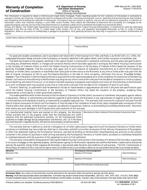 Form Hud 92544 Fill Out Sign Online And Download Fillable Pdf