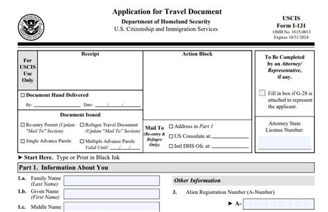 Form I 131 Application For Travel Document Immigration Learning Center