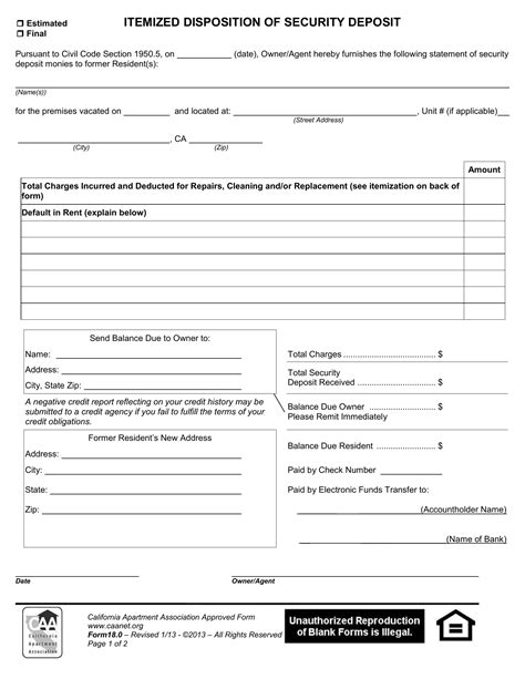 Form Itemized Disposition Fill Out Printable Pdf Forms Online