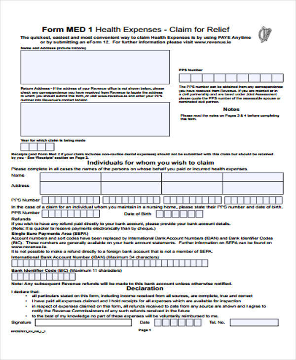 Form Med1 Fill Out Sign Online And Download Fillable Pdf Ireland