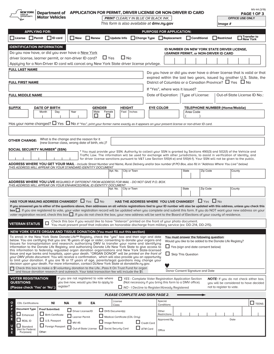 Form Mv 44 Download Fillable Pdf Or Fill Online Application For Permit