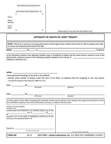 Form Of The Week Affidavit Of Death Of Joint Tenant And Surviving