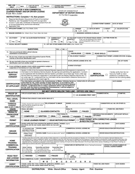 Form R 229 Application For A Non Commercial Learner Permit And Or