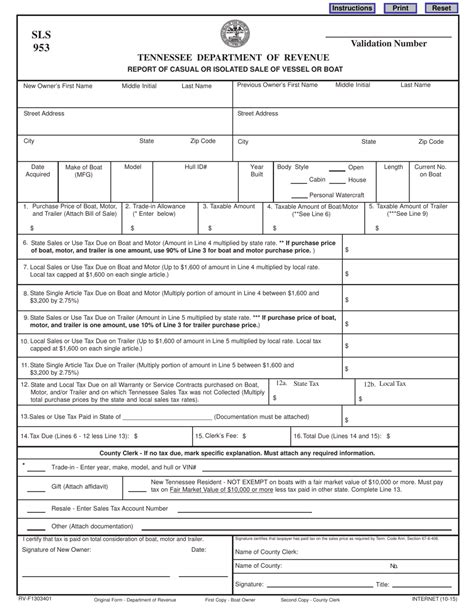 Form Rv F1303401 Sls953 Fill Out Sign Online And Download Fillable Pdf Tennessee