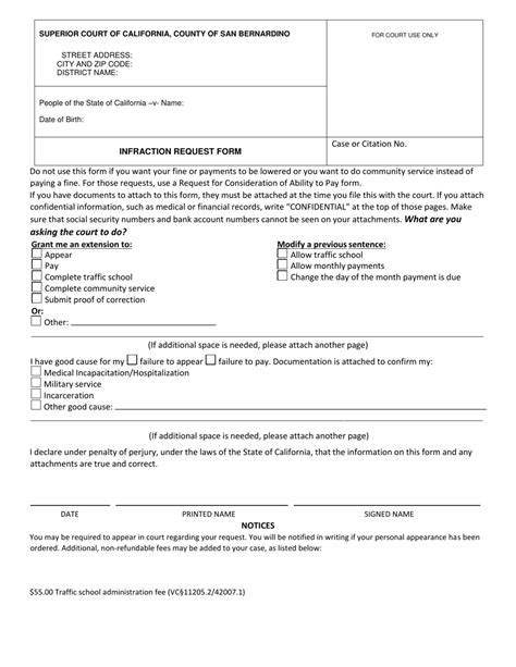 Form Sb 16350 Download Printable Pdf Or Fill Online Infraction Request Form County Of San