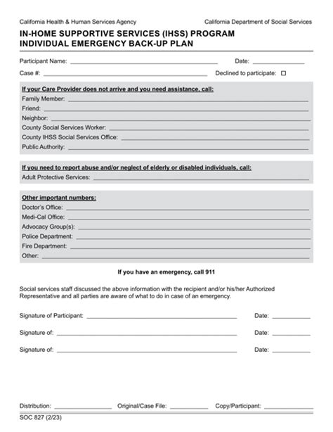 Form Soc827 Download Fillable Pdf Or Fill Online Individual Emergency