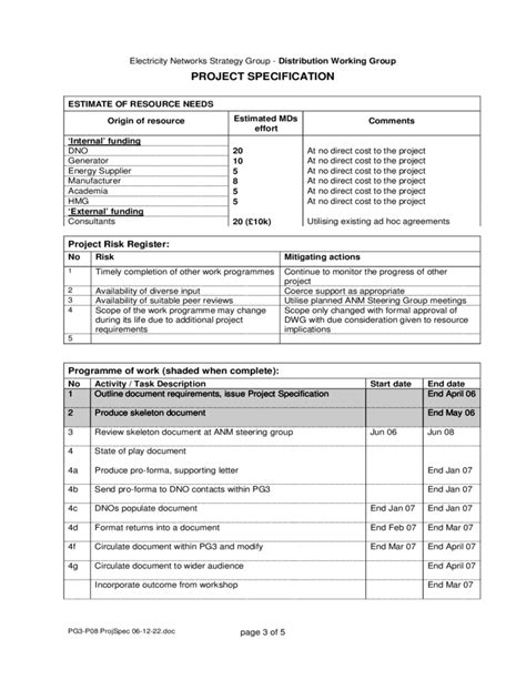 Form Specifications