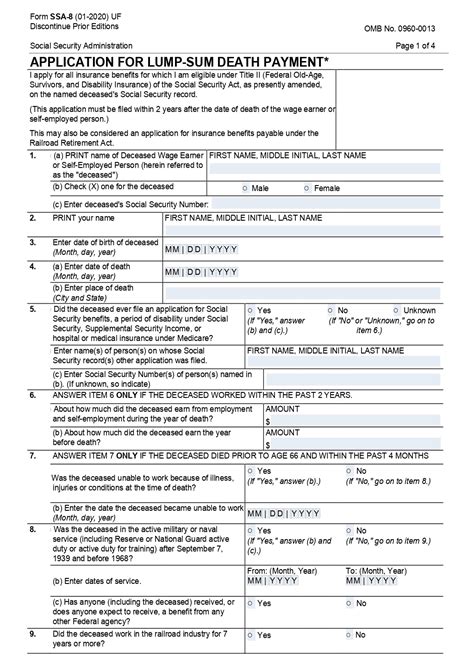 Form Ssa 8 Applying For A Lump Sum Death Benefit