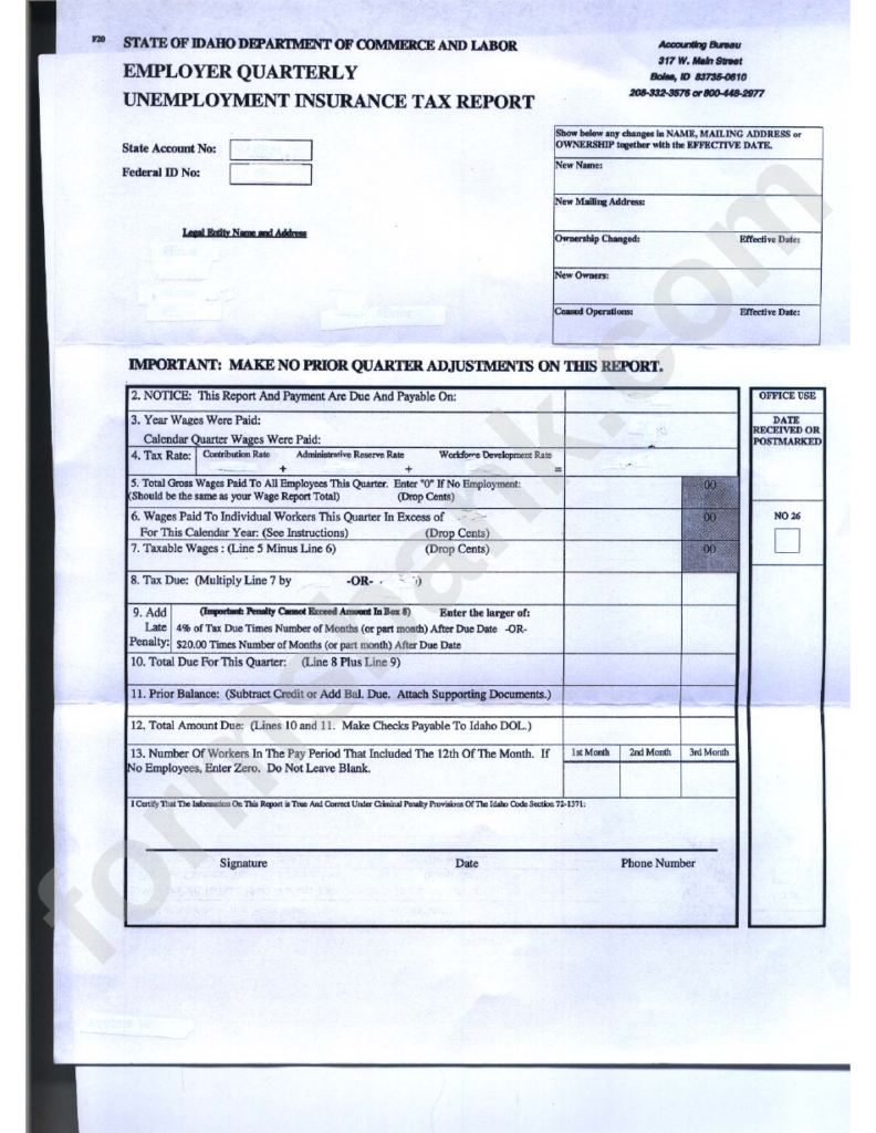 Form Tax020 Employer Quarterly Unemployment Insurance Tax Report 2004 Printable Pdf Download